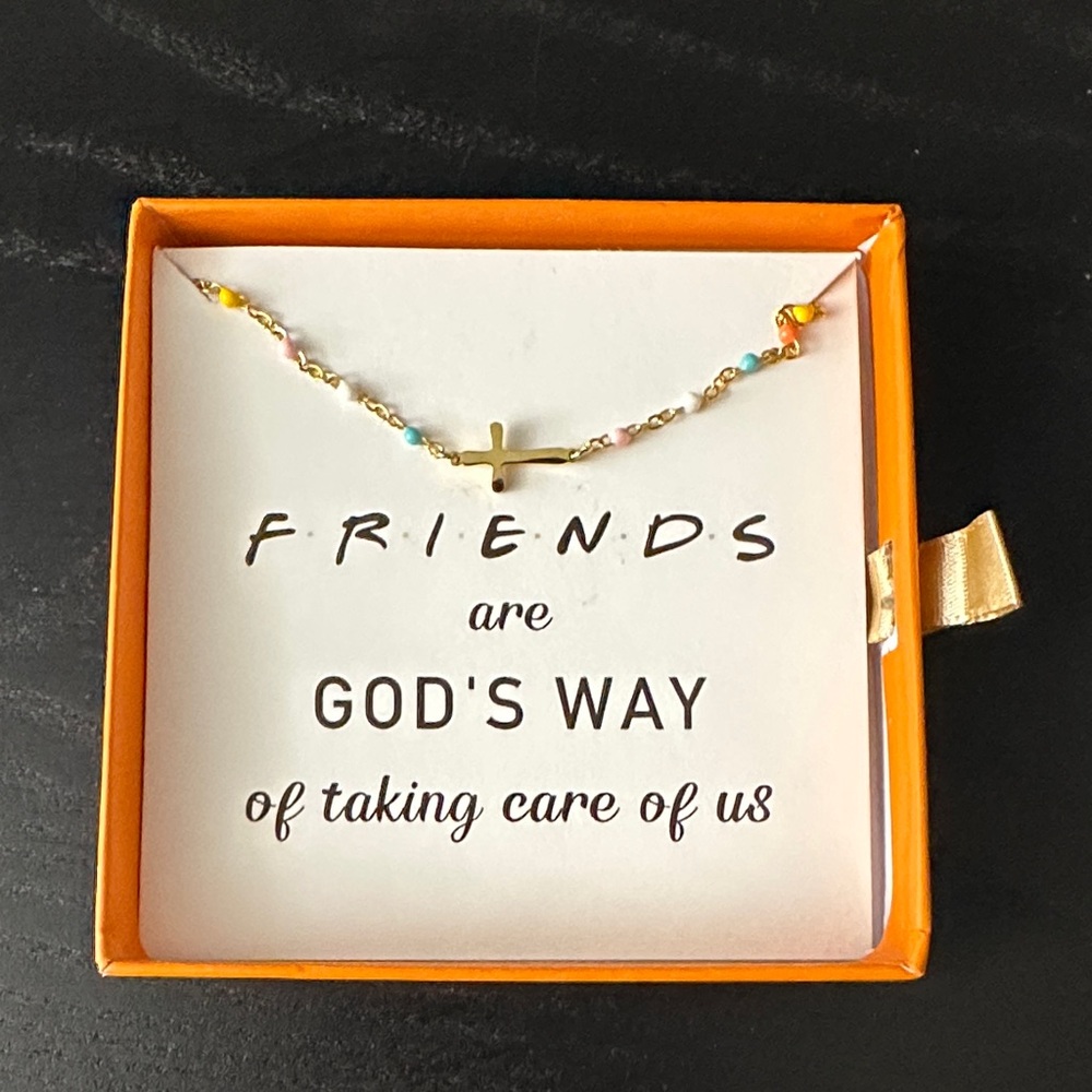 Delicate Gold Cross Bracelet with Multicolor Beads